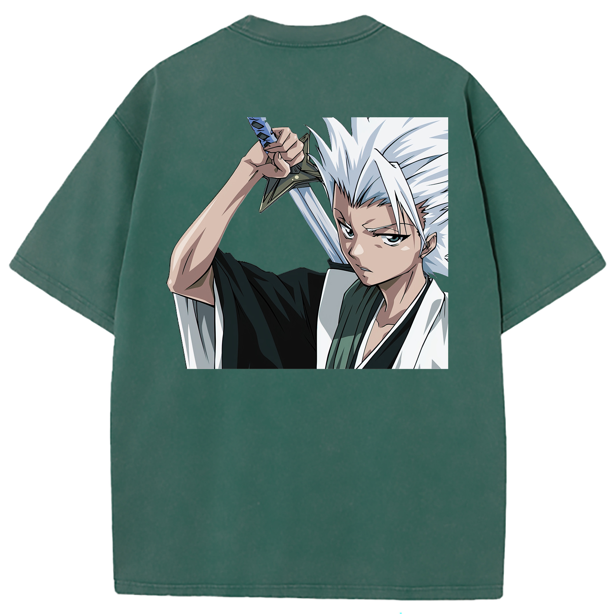 （画像用） ブリーチ 日番谷冬獅郎（ひつがや とうしろう） BLEACH Hitsugaya Toushirou 綿100% ヴィンテージ風 半袖Tシャツ（背面プリント）